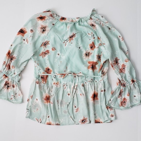 AMERICAN RAG 3/4 Sleeve Ruffle Neck Peplum Top - Picture 5 of 10